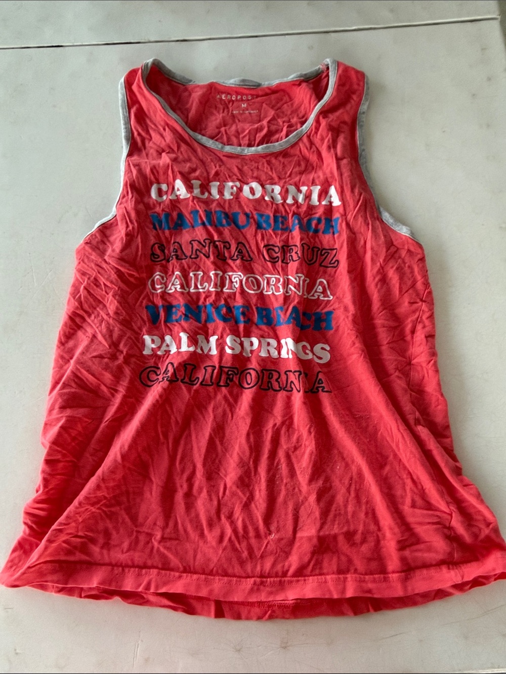 Aeropostale Women’s Coral Graphic Tank Top - California Print